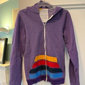 Aviator Nation Purple Hoodie with Striped Accent